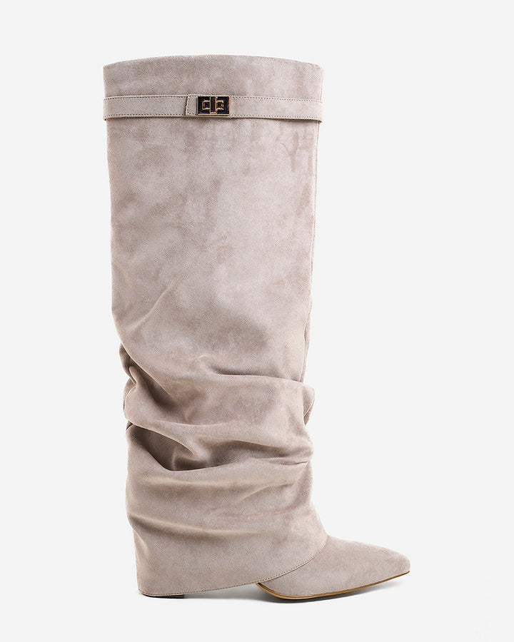Bottes Montantes en Daim - taupe