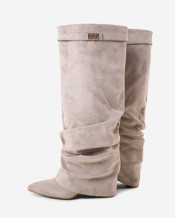 Bottes Montantes en Daim - taupe