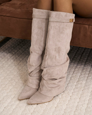 Bottes Montantes en Daim - taupe