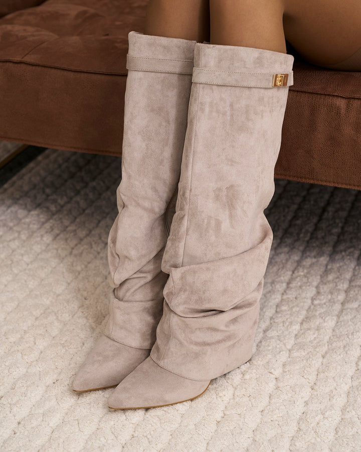 Bottes Montantes en Daim - taupe