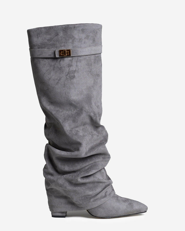 Bottes Montantes en Daim - Gris
