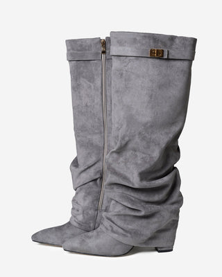 Bottes Montantes en Daim - Gris