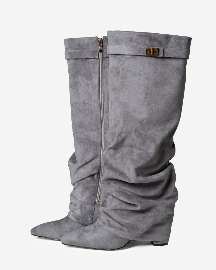 Bottes Montantes en Daim - Gris