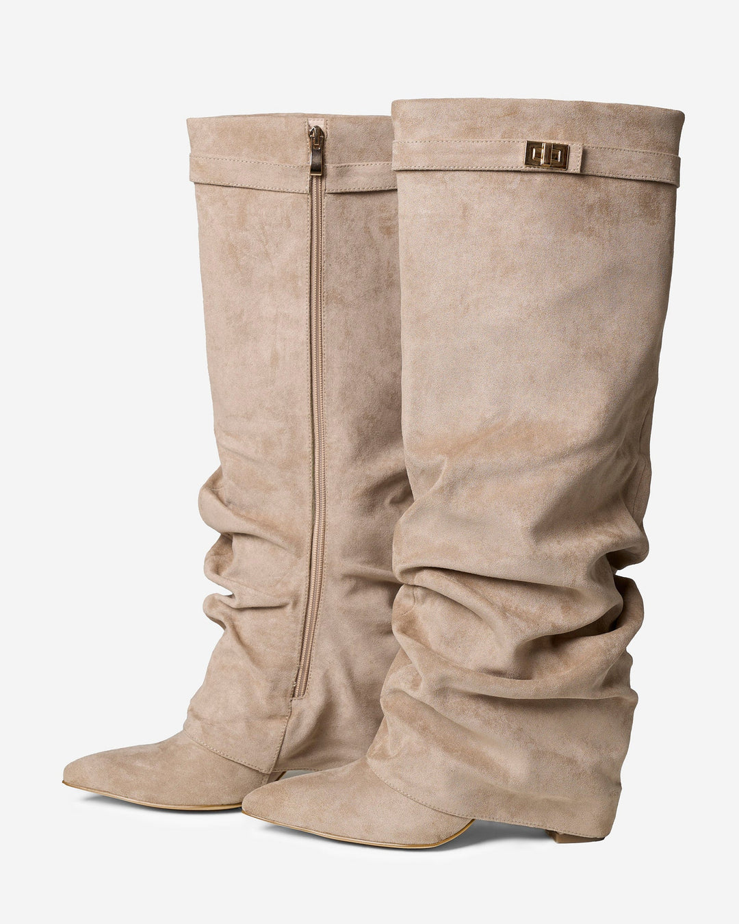 Bottes Montantes en Daim - Beige