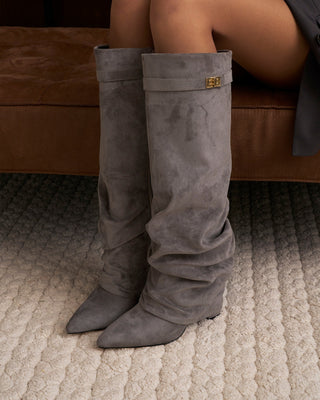 Bottes Montantes en Daim - Gris