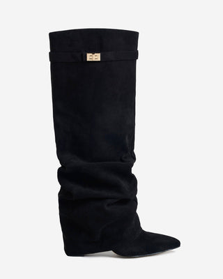 Bottes Montantes en Daim - Noir