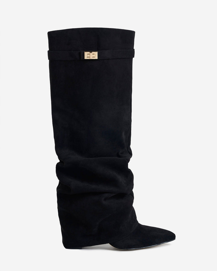 Bottes Montantes en Daim - Noir