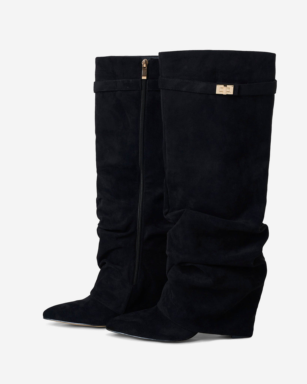Bottes Montantes en Daim - Noir