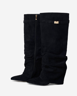 Bottes Montantes en Daim - Noir
