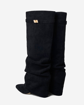 Bottes Montantes en Daim - Noir