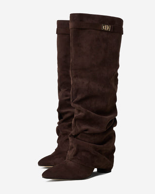 Bottes Montantes en Daim - Marron