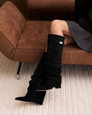 Bottes Montantes en Daim - Noir