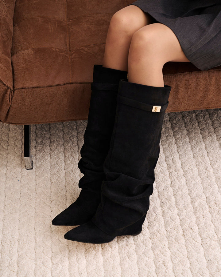 Bottes Montantes en Daim - Noir